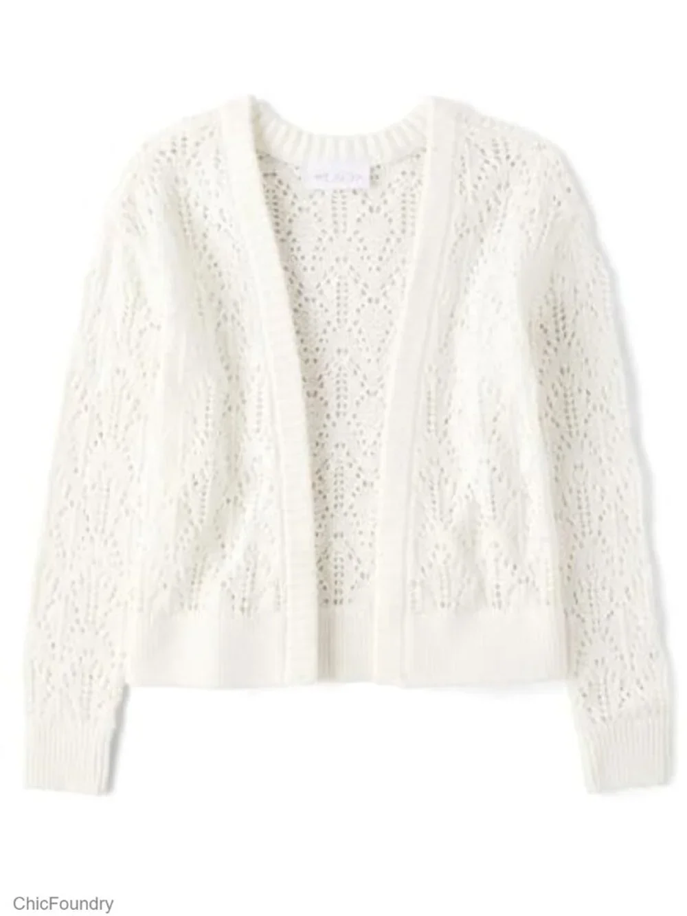 Girls Long Sleeve Open Front Knit Cardigan 60% Cotton 40% Acrylic